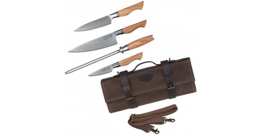 Zestaw Noży COMPLETE PROFESSIONAL OLIVE WOOD + Torba na Noże Kohersen Professional