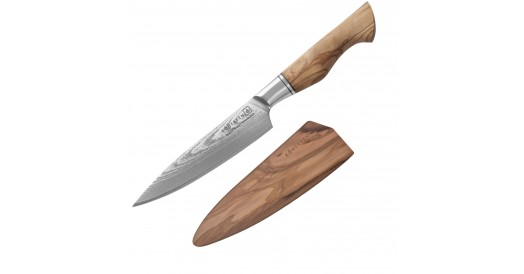Nóż uniwersalny UTILITY Kohersen® Professional Olive Wood 12,7 cm + Magnetyczna pochwa z drewna oliwnego