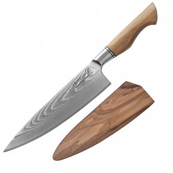 Nóż uniwersalny CHEF Kohersen® Professional Olive Wood 21,6 cm + Magnetyczna pochwa z drewna oliwnego