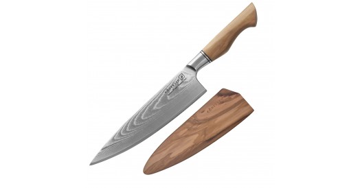 Nóż uniwersalny CHEF Kohersen® Professional Olive Wood 21,6 cm + Magnetyczna pochwa z drewna oliwnego