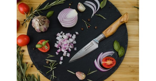 Nóż do warzyw PARING KOHERSEN Professional OLIVE WOOD 3,5”, 49-warstwowa, japońska stal damasceńska