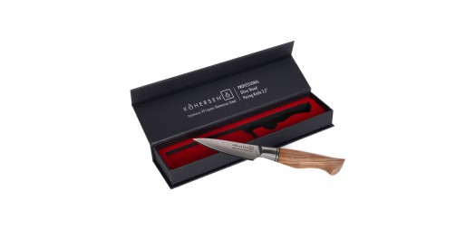 Nóż do warzyw PARING KOHERSEN Professional OLIVE WOOD 3,5”, 49-warstwowa, japońska stal damasceńska