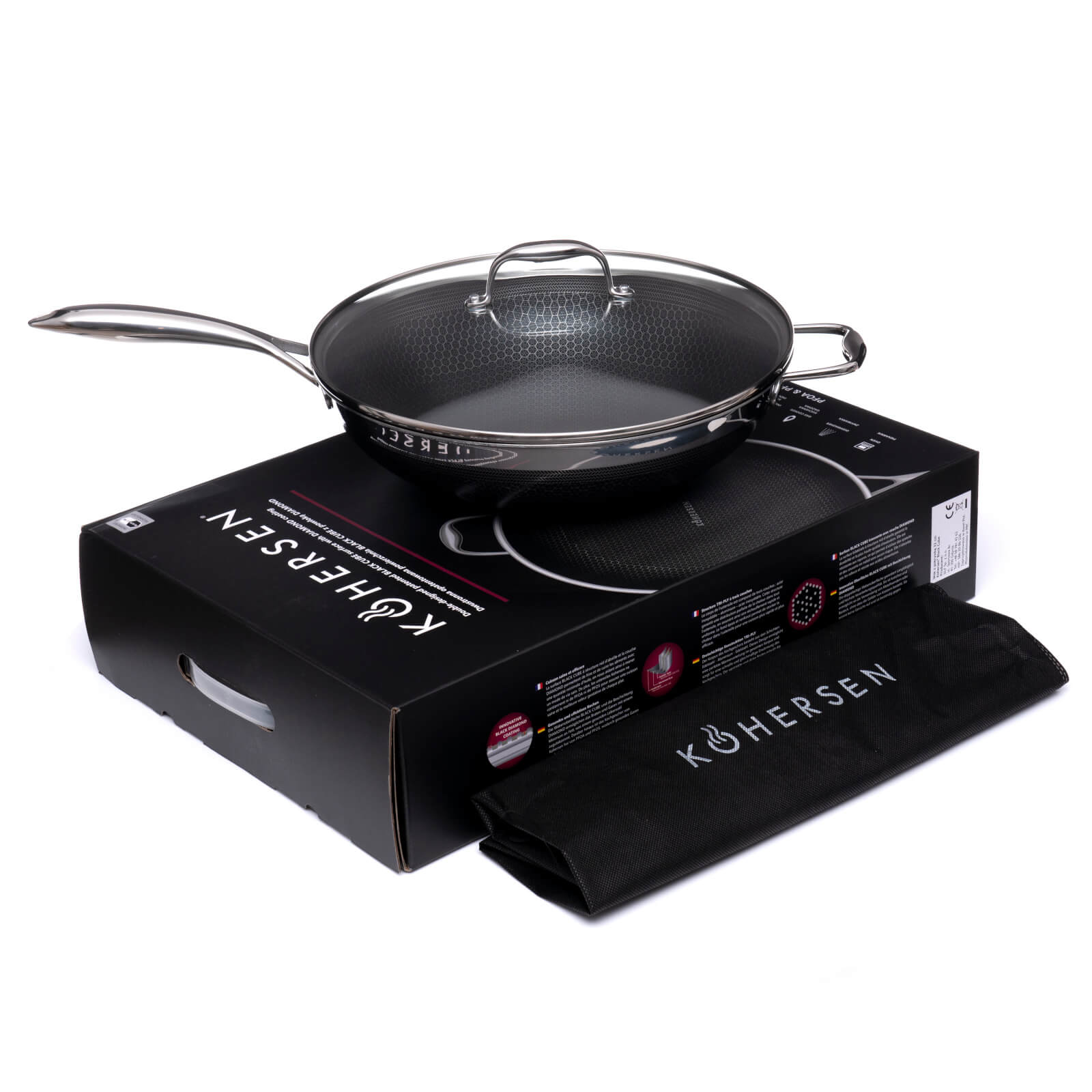 Wok z powłoką DIAMOND Kohersen Black Cube 32 cm, 5,1 l
